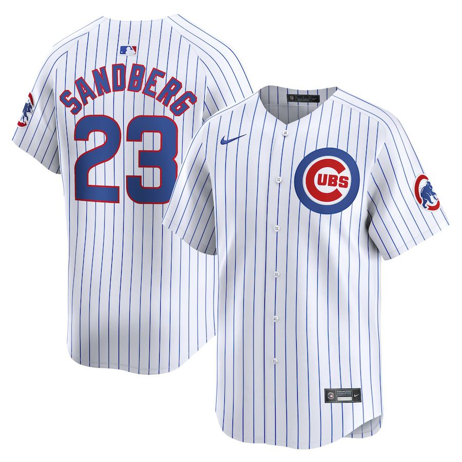 Men Chicago Cubs #23 Ryne Sandberg Nike White Home Limited Player MLB Jersey